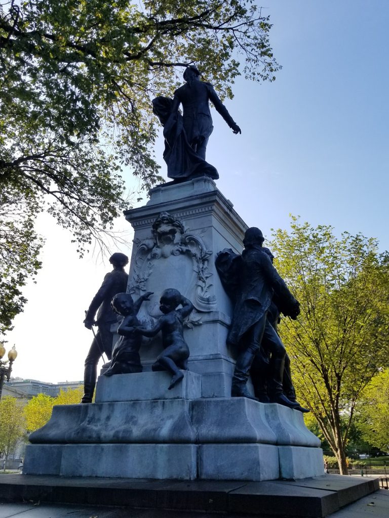 Lafayette statue with cherubs