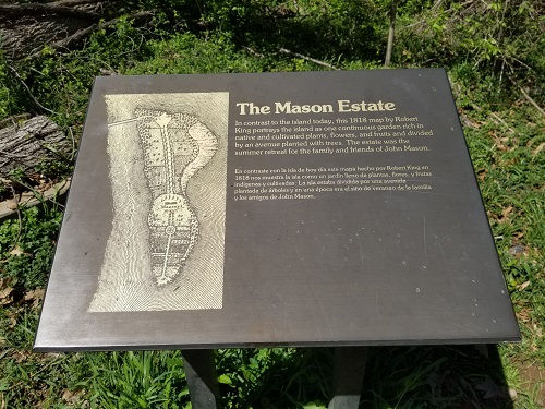 Plaque located on Theodore Roosevelt Island describing The Mason Estate 