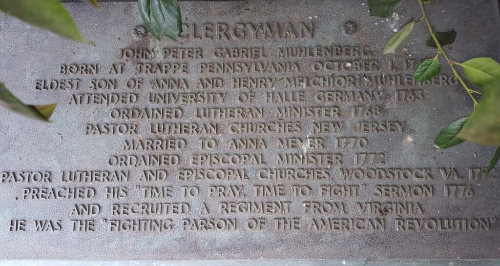 Muhlenberg Clergyman plaque
